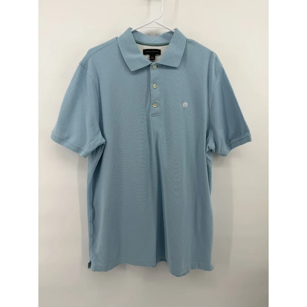 Banana Republic Blue Pique Polo Shirt Men XL Cotton Logo Preppy Golf Casual EUC